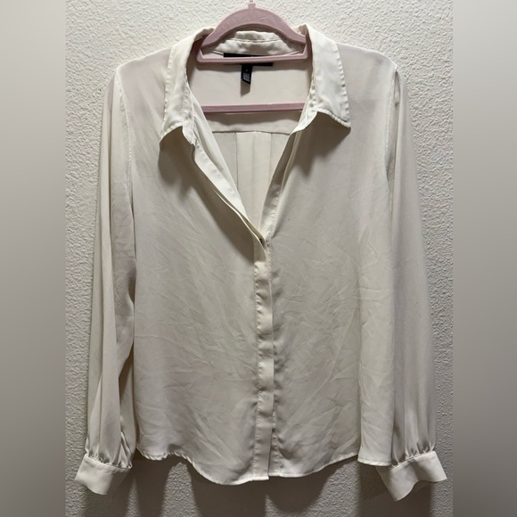 WHBM Set of 3 Button-Up Blouses Blue Pink Cream L - Picture 6 of 16